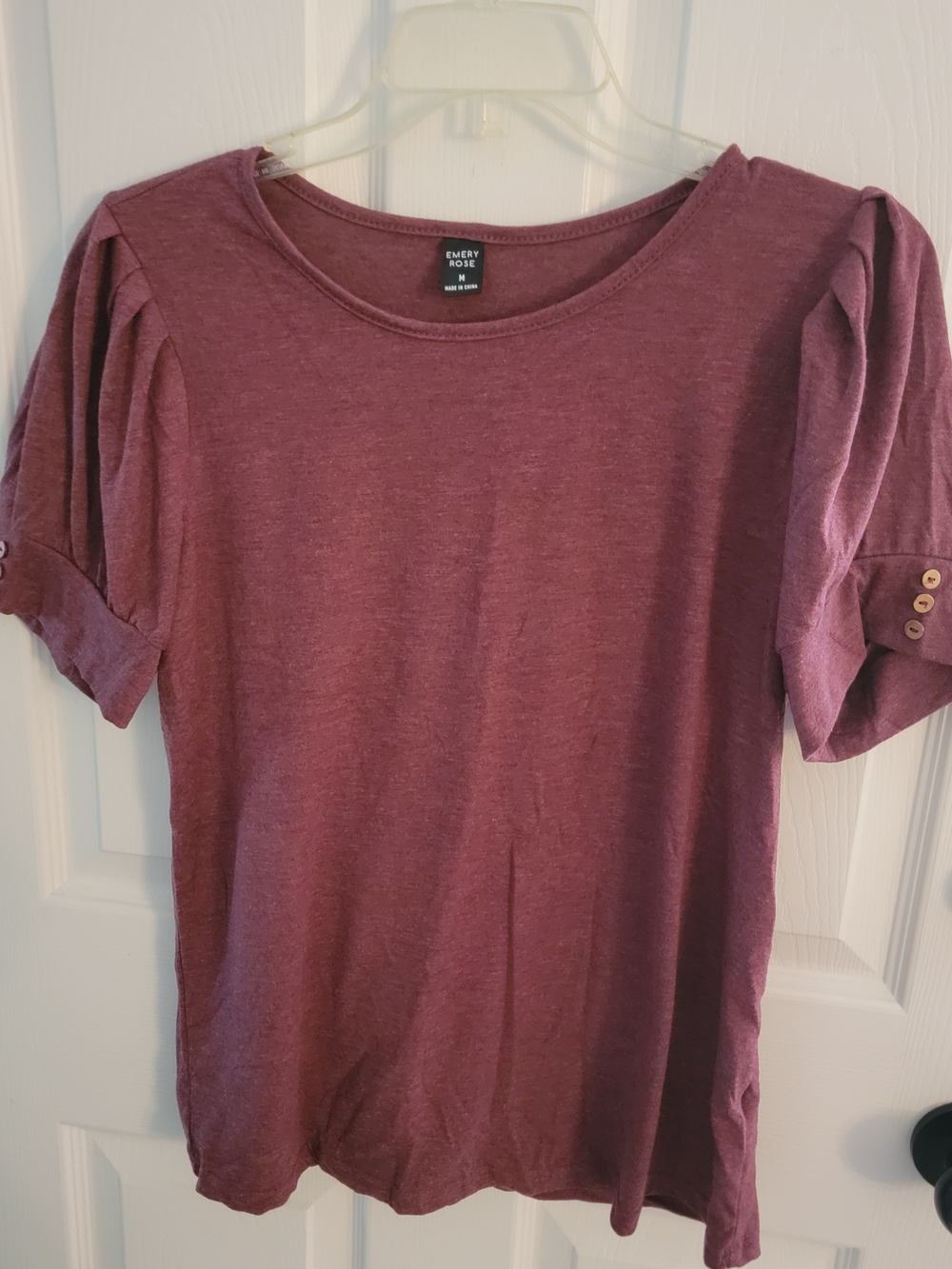 Women's Pink Short Sleeve Pleat-Shoulder Top
